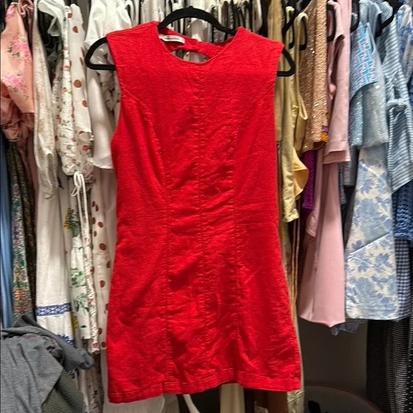 Abercrombie & Fitch Linen Blend red dress - Picture 4 of 5
